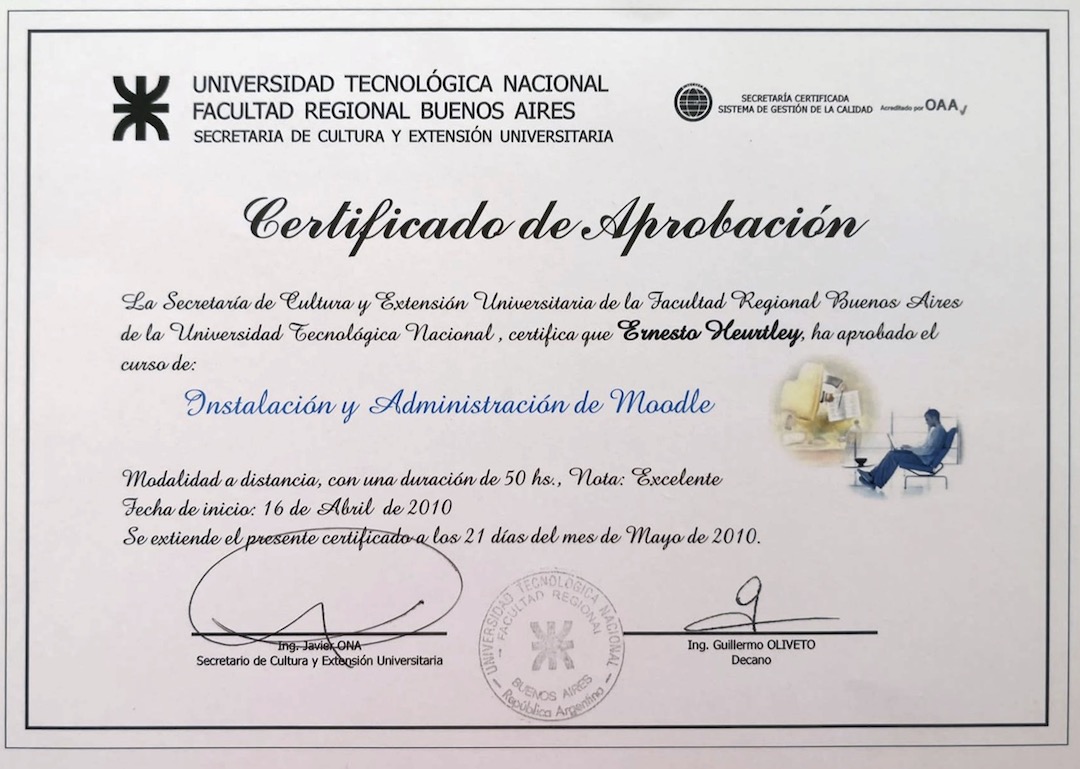 From creativity to code and back again / UTN Moodle certificate