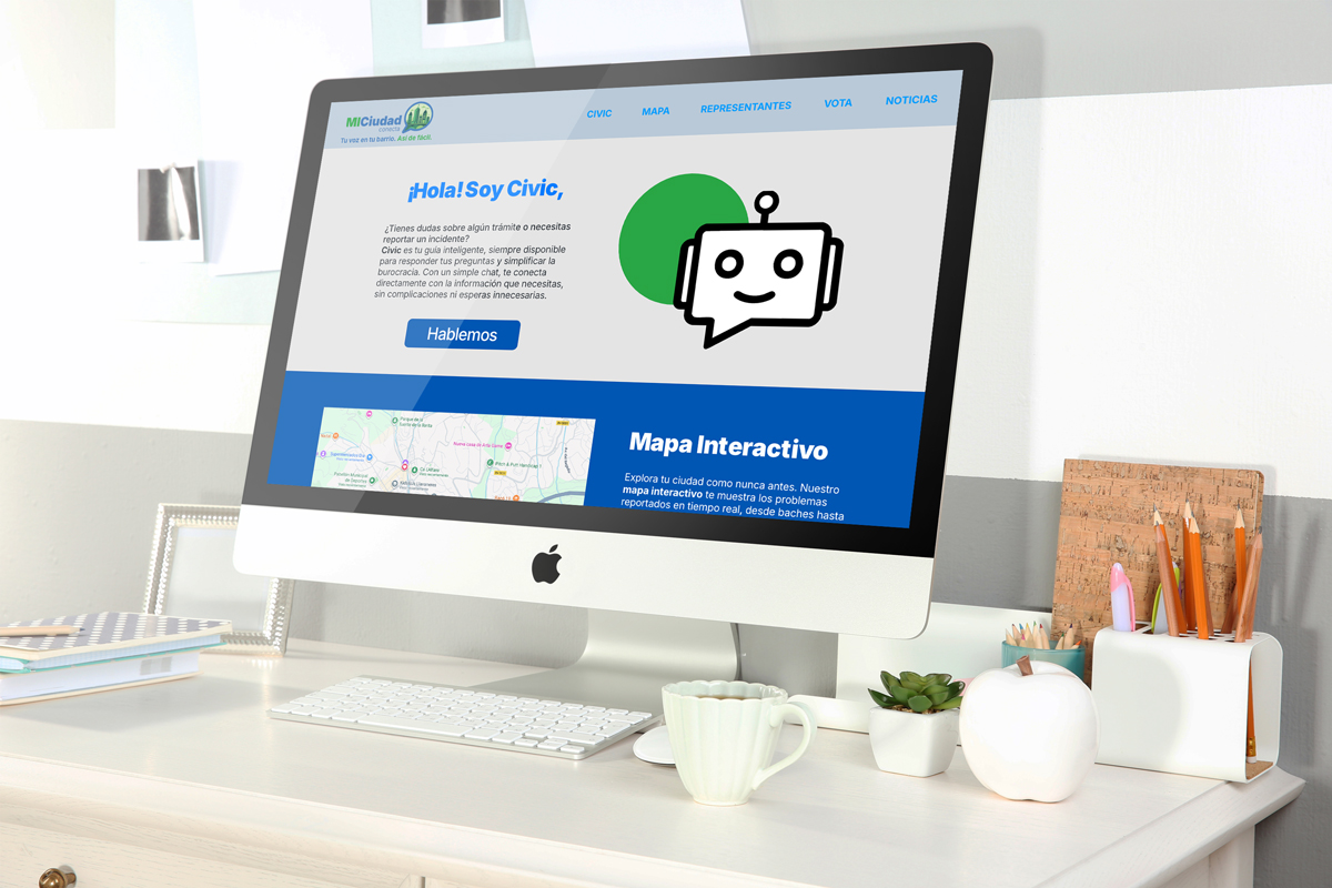 My UX/WebDev Portfolio / MiCiudad conecta website desktop mockup